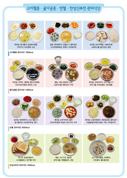 [S3369] 식품모형-고지혈증/골다공증/빈혈/만성신부전 관리식단 (아침,점심,저녁3식) 식단모형 권장식단