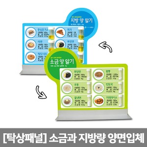 [S3457] 탁상용 스탠드패널 양면입체 식품속 소금과 지방(462*446) 탁상패널 교육모형 교구