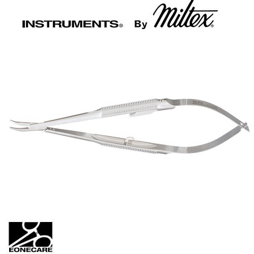 [Miltex]밀텍스 Micro Surgery Needle Holder #17-1020 5-1/4&quot;(13.3cm),with lockcurved,smooth jaws with 0.6mm tips,hollow round handles