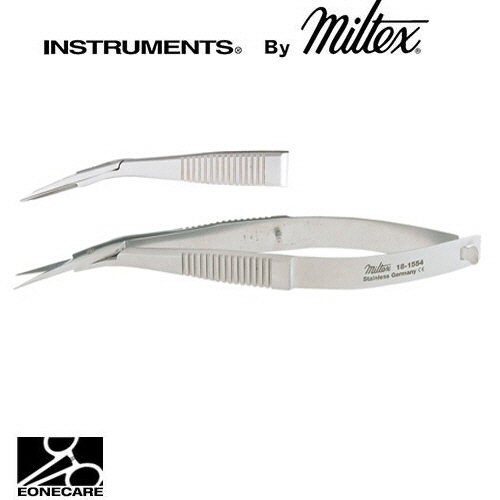 [Miltex]밀텍스 McCLUER Iris Scissors #18-1554 4-1/2&quot;(11.4cm),angled on flatregular 10mm blades with sharp tips