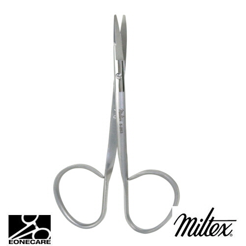 [Miltex]밀텍스 KAYE Blepharoplasty &amp; Fine Dissecting Scissors #5-263 4-1/4&quot;(10.8cm),curvedribbon type,one serrated blade