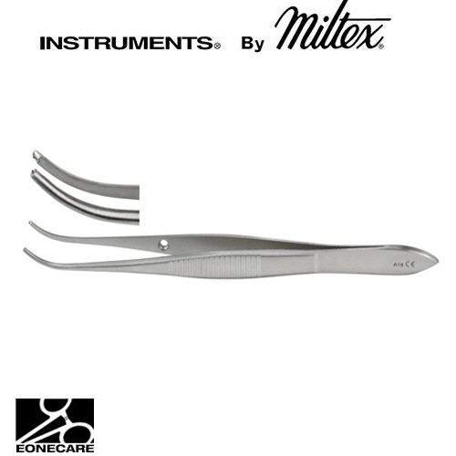 [Miltex]밀텍스 Iris Tissue Forceps 티슈포셉 #18-788 half curved1x2 teeth,standard pattern,0.8mm 4&quot;(10.2cm)