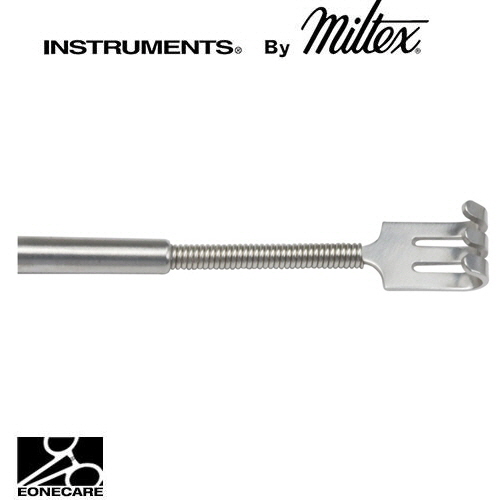 [Miltex]밀텍스 Flexible Neck Rake &amp; Lacrimal Sac Retractor #11-40 3 blunt prong,8mm wide6&quot;(15.2cm)