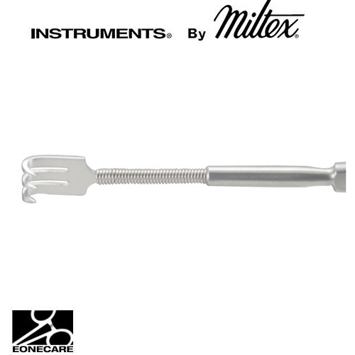 [Miltex]밀텍스 Flexible Neck Rake &amp; Lacrimal Sac Retractor #11-34 3 sharp prong,8mm wide6&quot;(15.2cm)