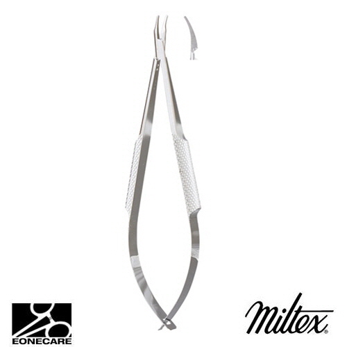[Miltex]밀텍스 BARRAQUER Needle Holder #18-1840 5-1/8&quot;(13cm),without lockcurved,smooth delicate tapered jaws,8mm wide solid round handle/의료용 포셉 겸자/지혈겸자/지침기/집게/니들홀더