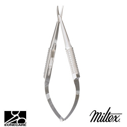 [Miltex]밀텍스 BARRAQUER Needle Holder #18-1839 5&quot;(12.7cm),with lockcurved,standard smooth jaws,10mm wide hollow round handle/의료용 포셉 겸자/지혈겸자/지침기/집게/니들홀더