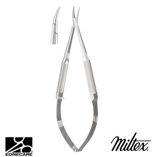 [Miltex]밀텍스 BARRAQUER Needle Holder #18-1838 5&quot;(12.7cm),without lockcurved,standard smooth jaws,10mm wide hollow round handle/의료용 포셉 겸자/지혈겸자/지침기/집게/니들홀더