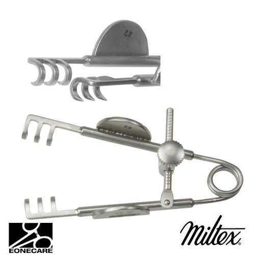 [Miltex]밀텍스 AGRICOLA Lacrimal Sac Retractor #18-80 1-1/2&quot;(3.8cm),3x3 sharp prongs,4mm deepwith adjustable locking mechanism