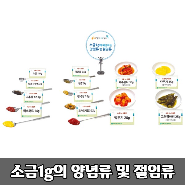 [S3369] 식품모형-[소금1g의 양념류 및 절임류] 나트륨섭취줄이기 교육모형 식품별 소금량