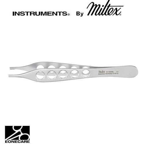 [Miltex]밀텍스 BROWN-ADSON Tissue Forceps 티슈포셉 #6-124XL 4-3/4&quot;(12.1cm)7 x 7 teeth side grasping teeth lightweight fenestrated handles